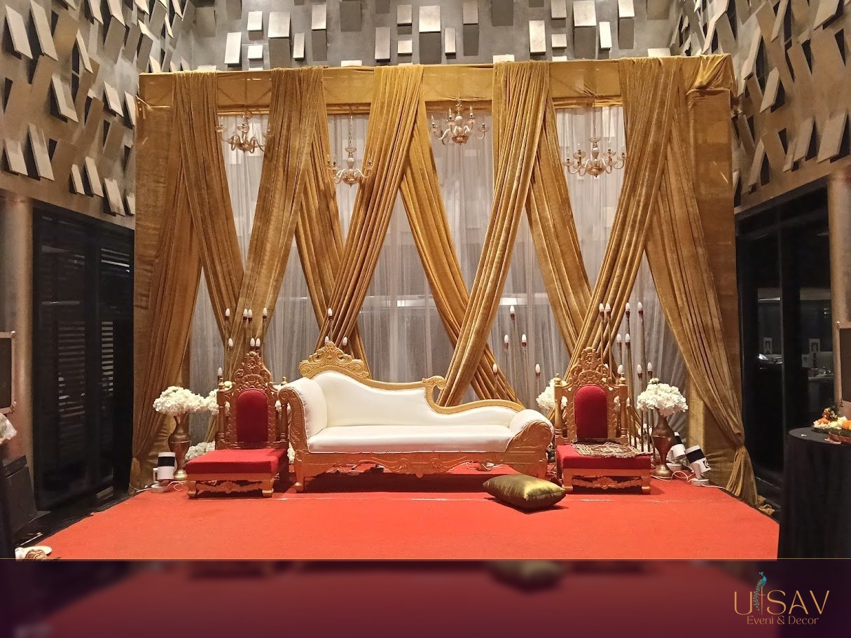 Royal gold wedding stage